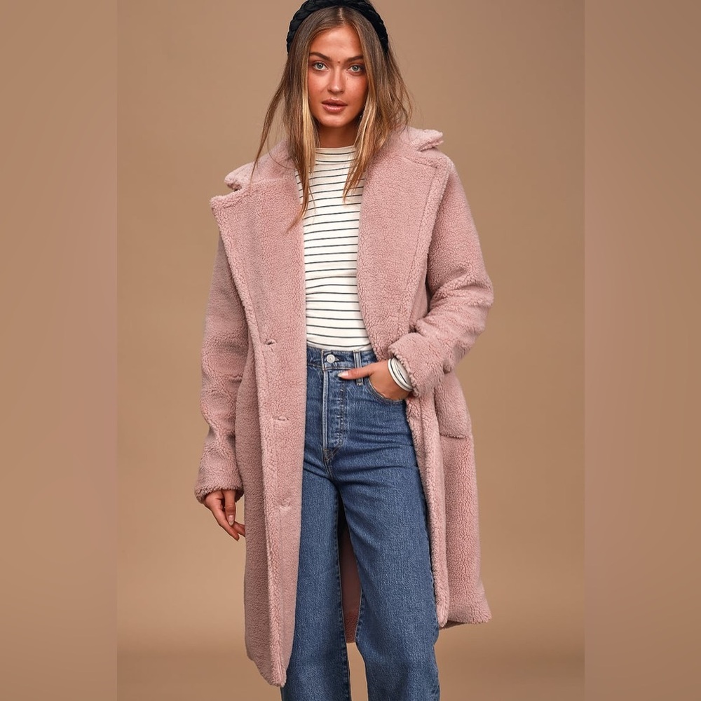 WAYF Pink Teddy Coat